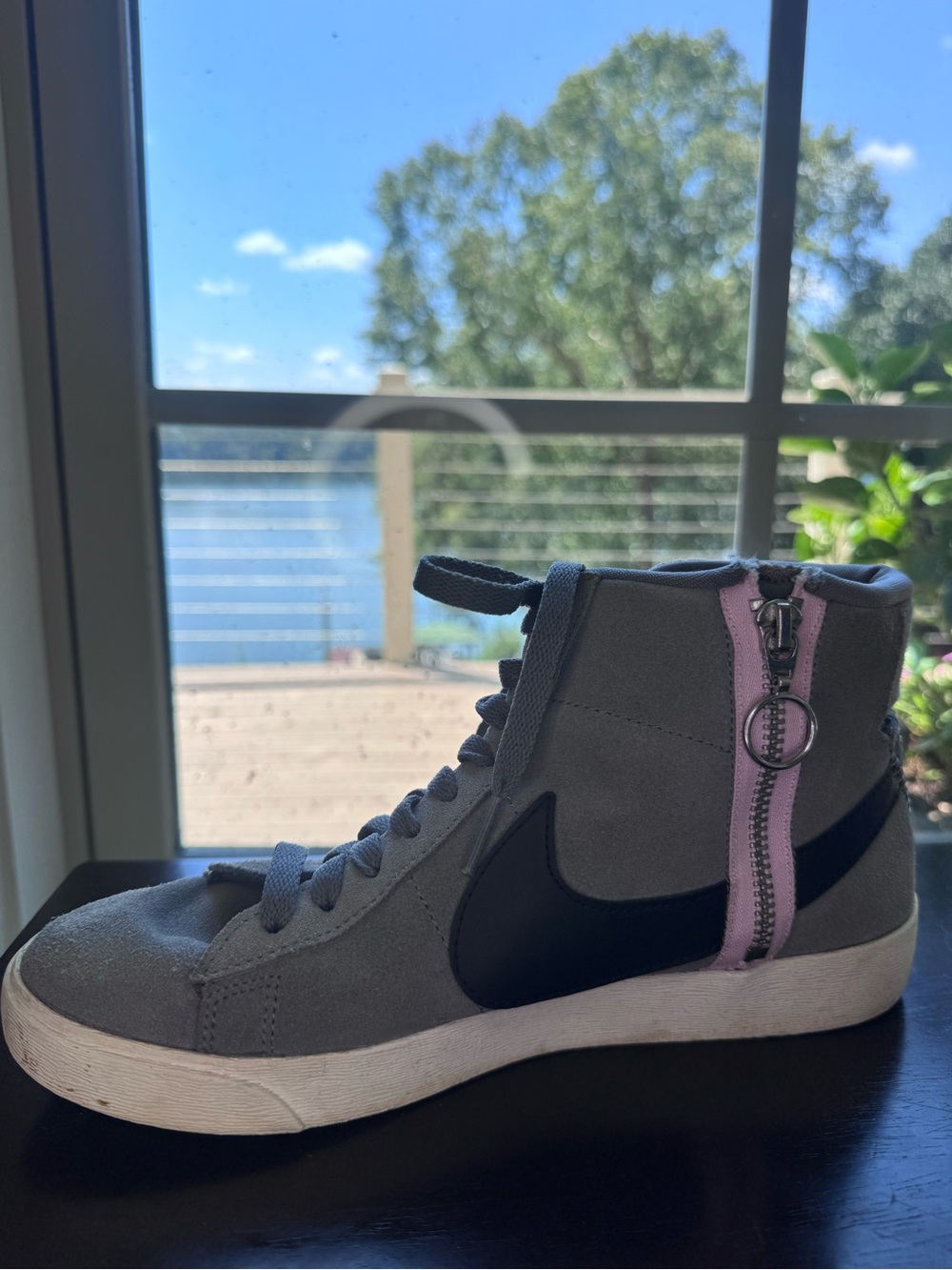 Nike Blazer Mid XX Rebel 'Cool Grey' 
High Top Sneaker Shoes w/ Pink Zipper 7.5